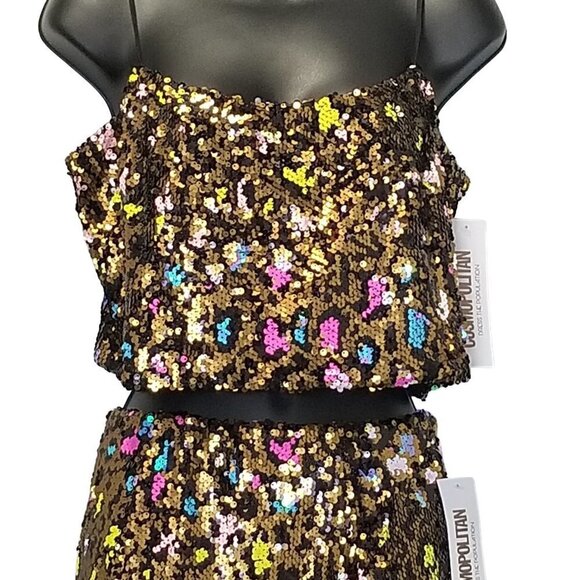 Cosmopolitan Sequin Crop Top Or Skirt Separates Dress the Population NWT - Picture 3 of 16